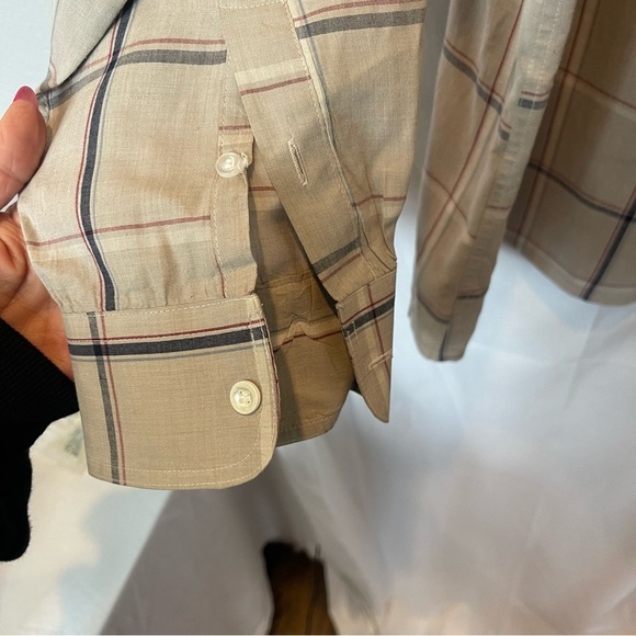 Christian Dior Long Sleeve Button Down Size XL Tan/Navy/Red Plaid - Picture 3 of 16